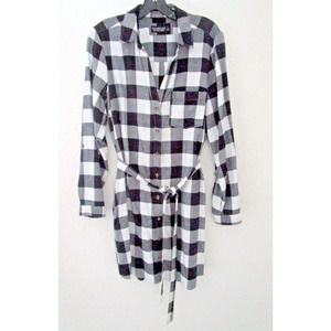 Abercrombie & Fitch Black and White Plaid Check Soft A&F Flannel Dress Size L